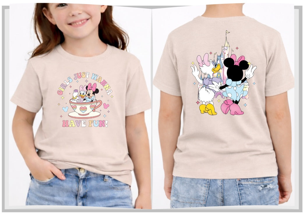 Girls Just want Have Fun Disney Kids T-Shirt | Disney Everyday Tee | Disney Outfit