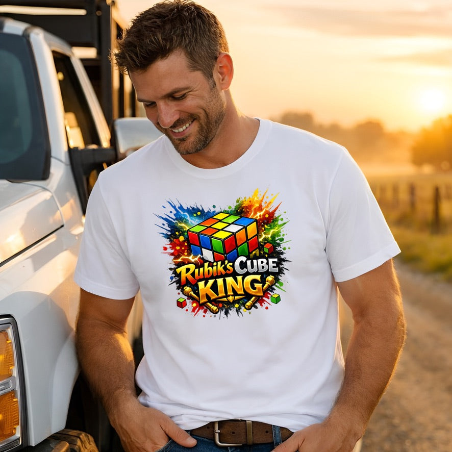Rubik’s Cube King Graphic T-Shirt – Puzzle Lover Unisex Tee | Colorful Cube Gamer Shirt