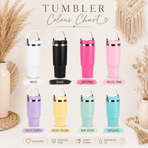 30oz Cute Ghost Halloween Tumbler | Pink & Purple Ghost Insulated Travel Cup | Kawaii Stainless Steel Tumbler with Handle & Straw | Spooky Water Bottle
