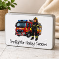 Personalised Female Firefighter Snack Tin | Custom Firefighter Treat Tin | Firefighter Gift | Personalised Biscuit Tin | Firefighter Storage Tin | Fire Service Gift