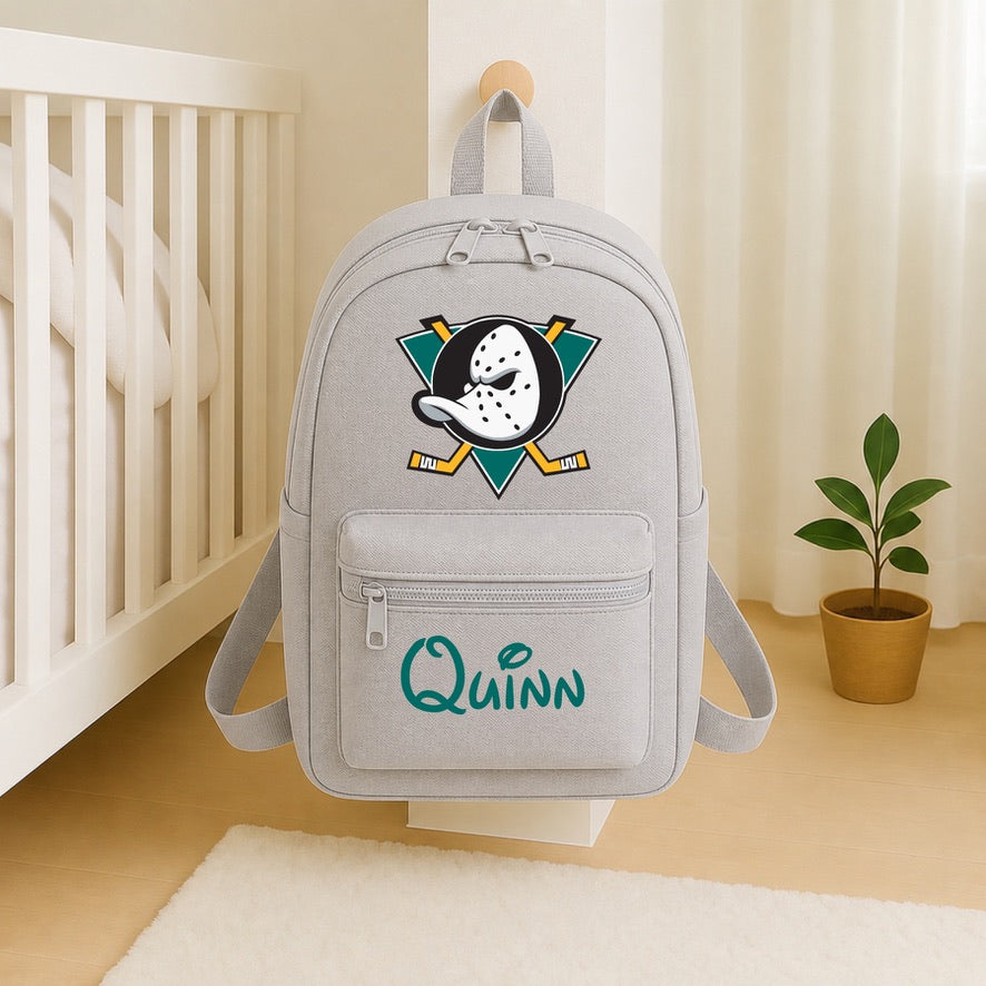 Personalised Mighty Ducks Backpack – Custom Name School Bag | Kids Nursery Backpack | Personalised Children's Rucksack | Travel Bag | Gift for Boys & Girls