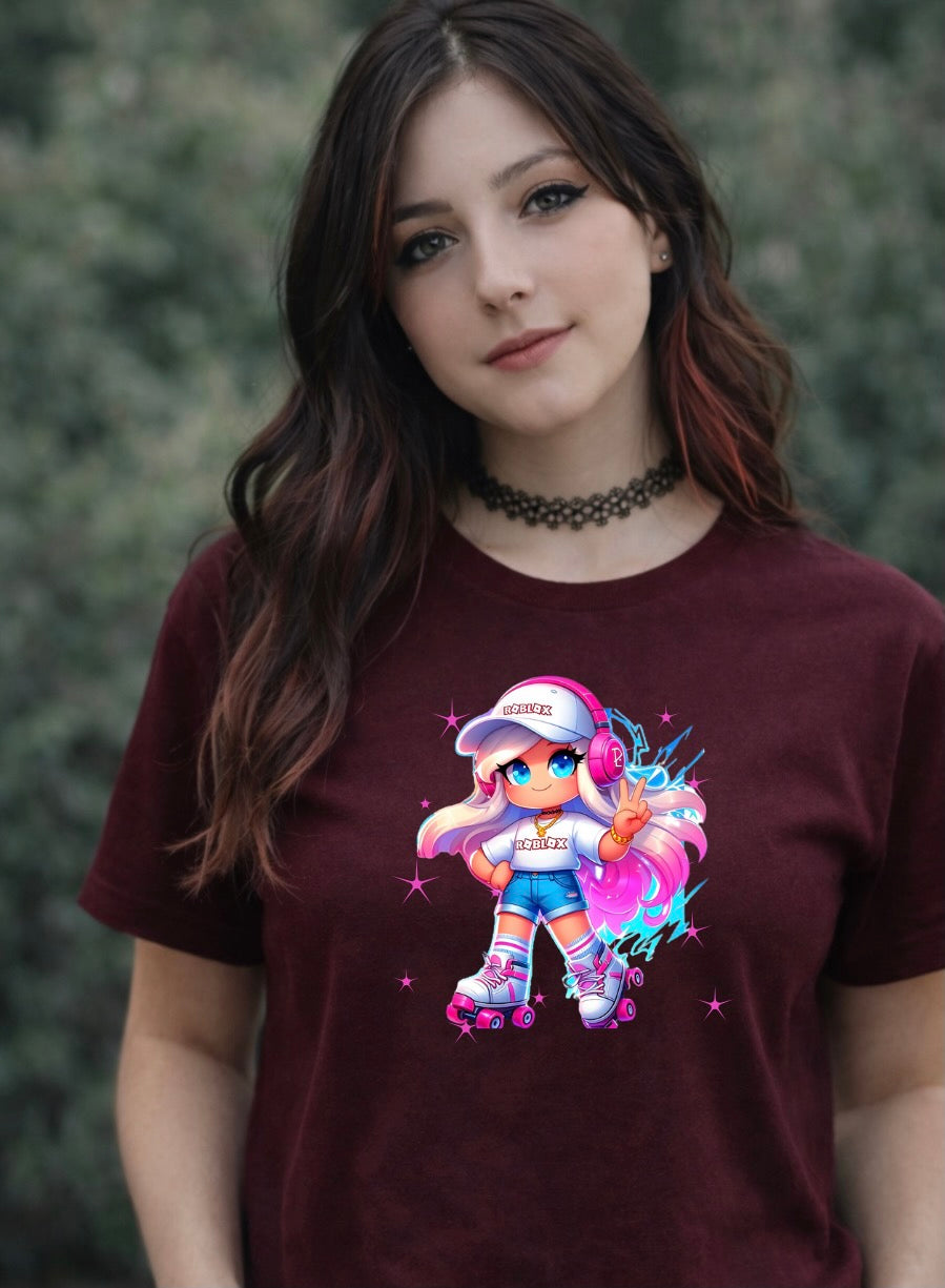 Cute Gamer Girl Graphic T-Shirt – Kawaii Chibi Gaming Tee | Colourful Anime Streetwear Shirt