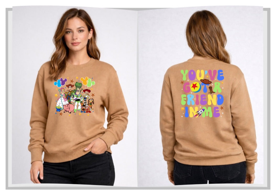 Toy Story You're Got A Friend In Me Disney Sweatshirt – Cozy Graphic Crewneck, Unisex Disney Style Jumper