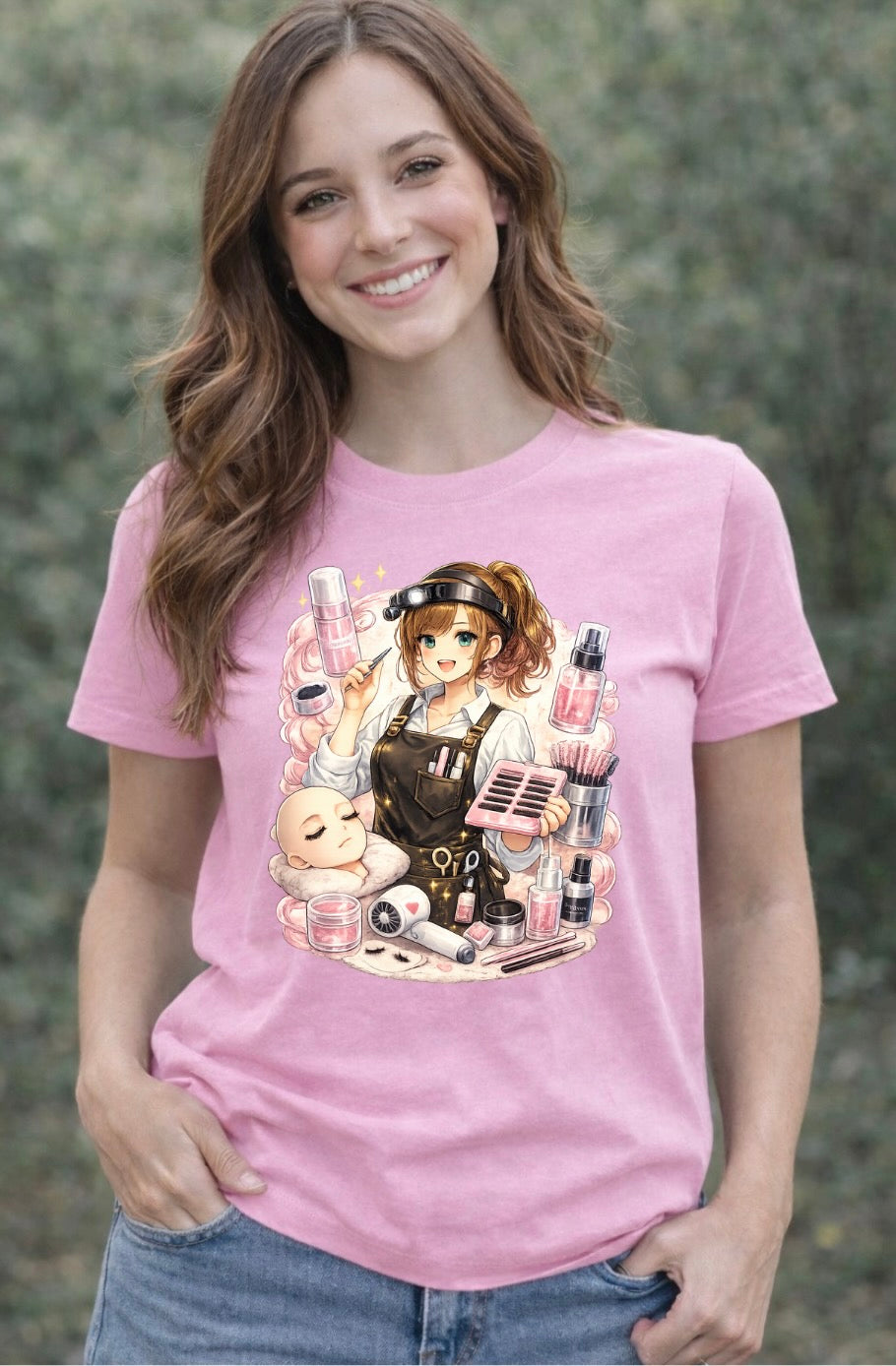 Cute Anime Esthetician Graphic T-Shirt – Lash Tech Girl Tee | Soft Cotton Unisex Shirt