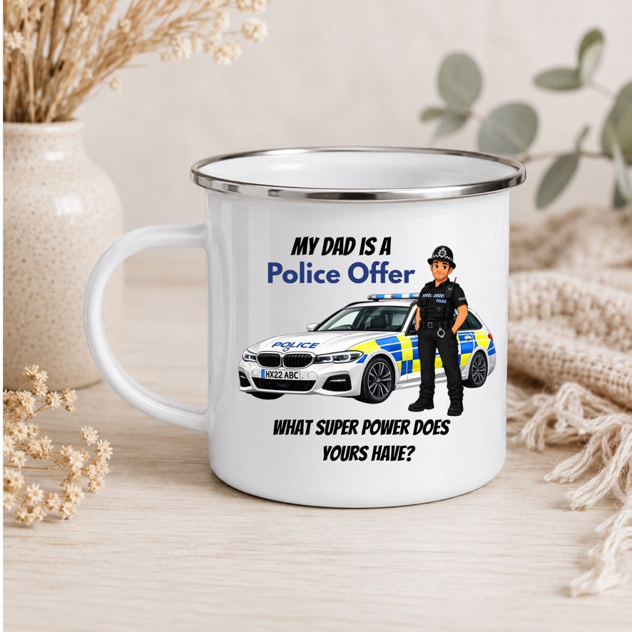 My Dad Is A Police Officer Enamel Mug | Police Dad Gift | Father's Day Mug | Camping Mug