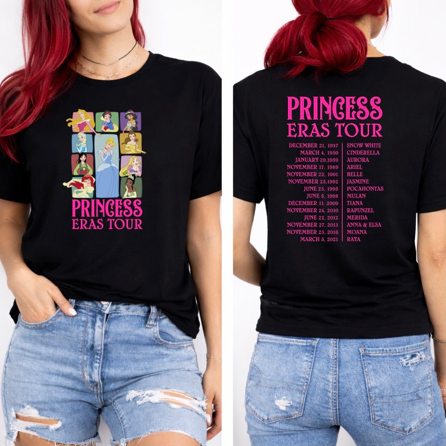 Princess Eras Tour Front & Back Graphic T-Shirt – Fairytale Character Tribute Tee