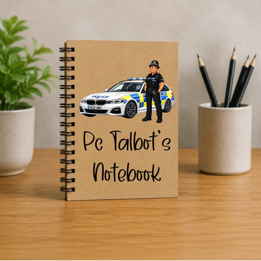 Personalised Police Officer Notebook | Custom Police Journal | Police Car Spiral Notebook | Gift for Police Officers | A5 Notebook