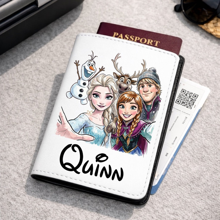 Personalised Frozen Selfie Disney Passport Cover | Family Holiday Passport Holder | Custom Travel Wallet | Magical Holiday Gift | Personalised Passport Cover