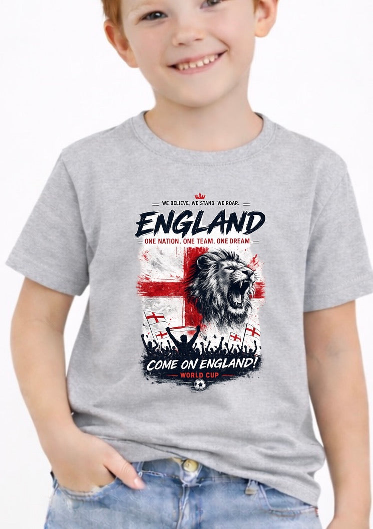 Kids England Football T-Shirt – Three Lions Youth Tee | England Fan Shirt for Boys & Girls