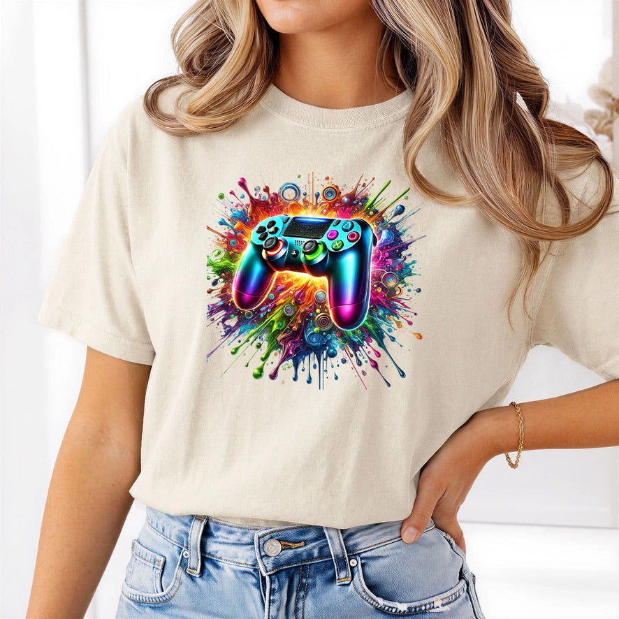 Rainbow PS5 Controller Graphic T-Shirt – Unisex Everyday Tee - Soft Cotton Gamer Shirt