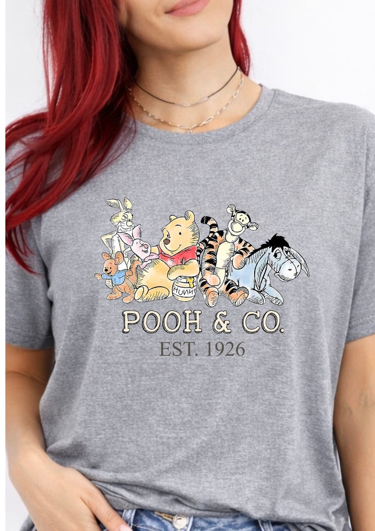 Pooh & Co. Est. 1926 Vintage Cartoon Bear Graphic T-Shirt – Classic Friends Tee