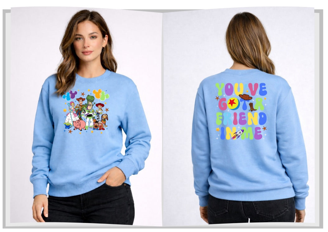 Toy Story You're Got A Friend In Me Disney Sweatshirt – Cozy Graphic Crewneck, Unisex Disney Style Jumper
