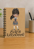 Personalised School Girl With Fringe Notebook