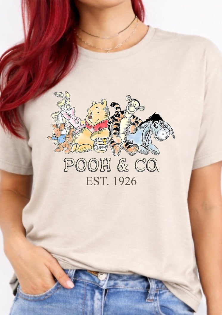 Pooh & Co. Est. 1926 Vintage Cartoon Bear Graphic T-Shirt – Classic Friends Tee