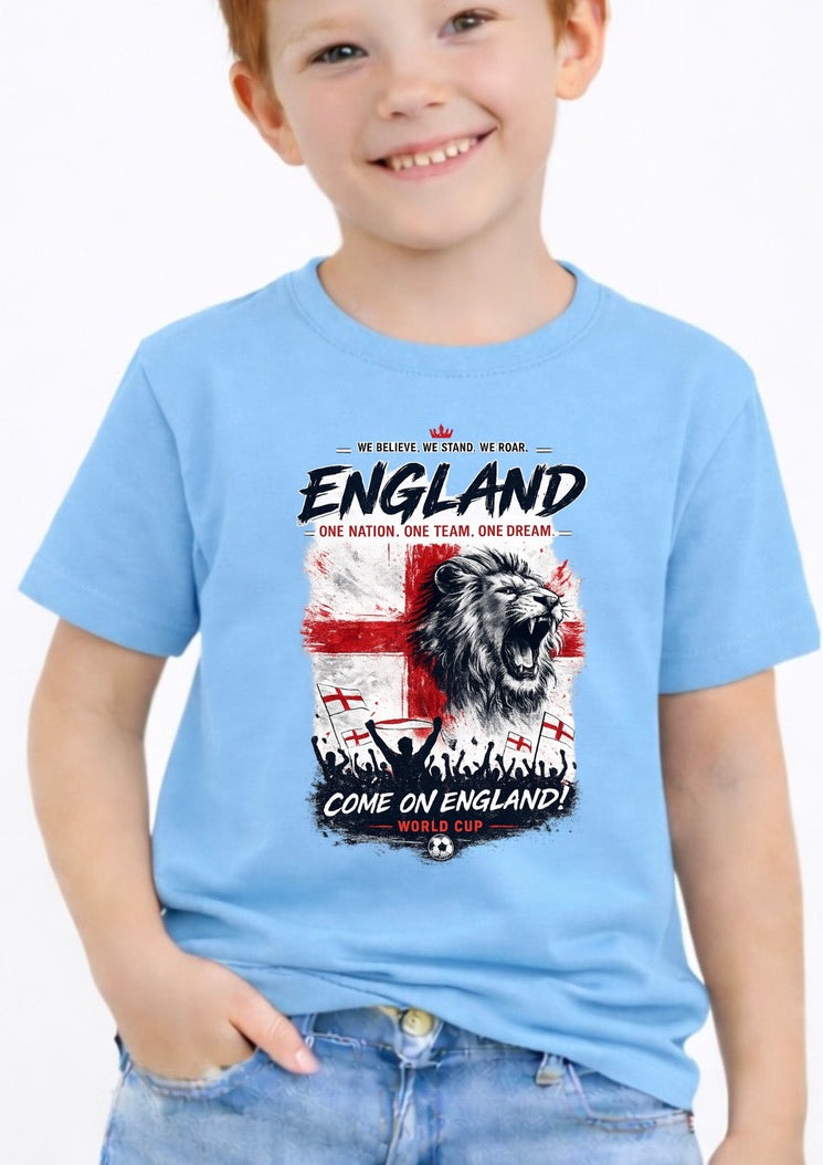 Kids England Football T-Shirt – Three Lions Youth Tee | England Fan Shirt for Boys & Girls