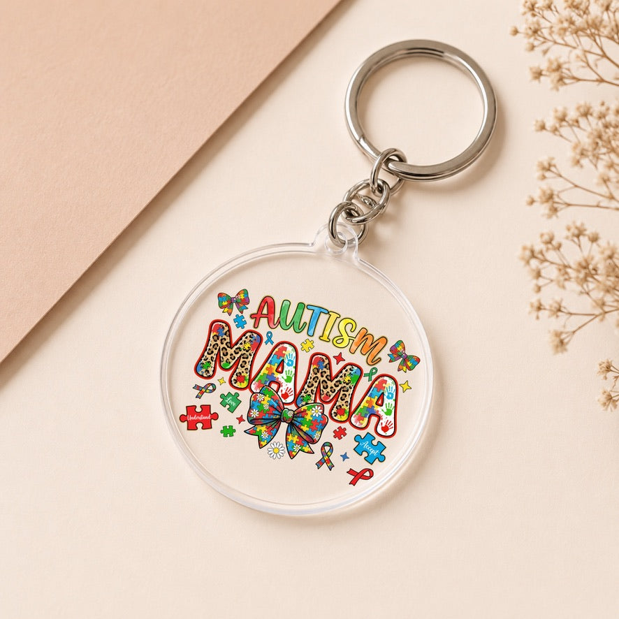 Autism Mama Acrylic Keyring | Cute Keyring | Bag Charm | Backpack Accessory | Keychain Gift | School Bag Accessory | Handmade UK