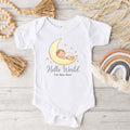 Hello World I’m New Here Baby Bodysuit – Moon Newborn Announcement Onesie, Cute Coming Home Outfit