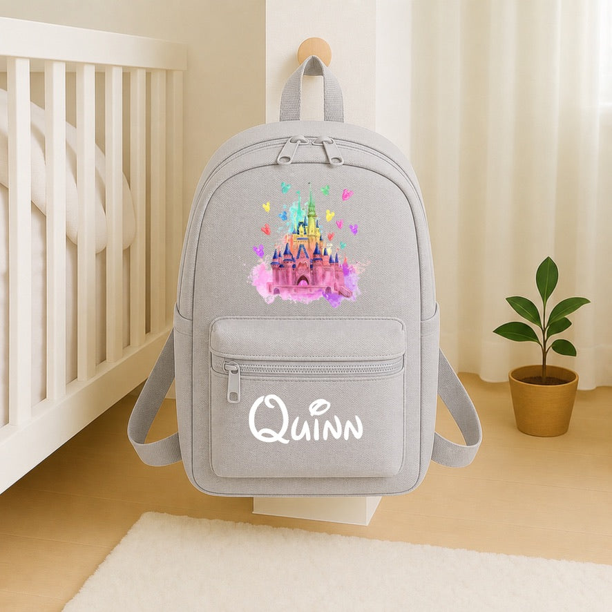 Personalised Disney Balloon Castle Backpack – Custom Name School Bag | Kids Nursery Backpack | Personalised Children's Rucksack | Travel Bag | Gift for Boys & Girls
