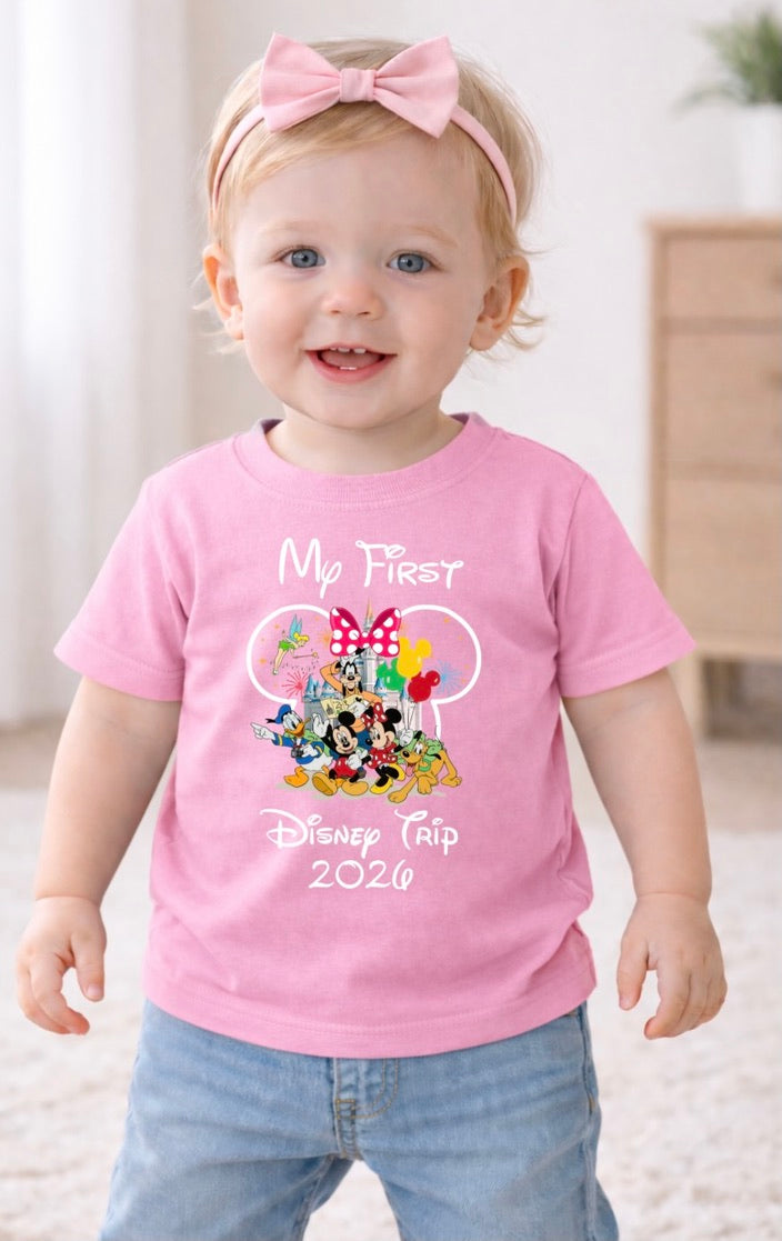 Minnie Mouse Disney My First Trip 2026 Disney Baby/Toddler T-Shirt | Disney Everyday Tee | Disney Outfit