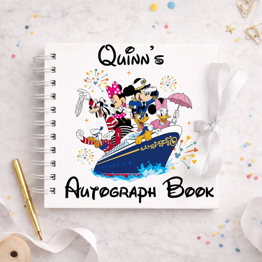Personalised Mickey Gang Cruise Boat Disney Autograph Book, Personalised Disney World Trip, Gift For Disney Trip, Disney World Autograph Book