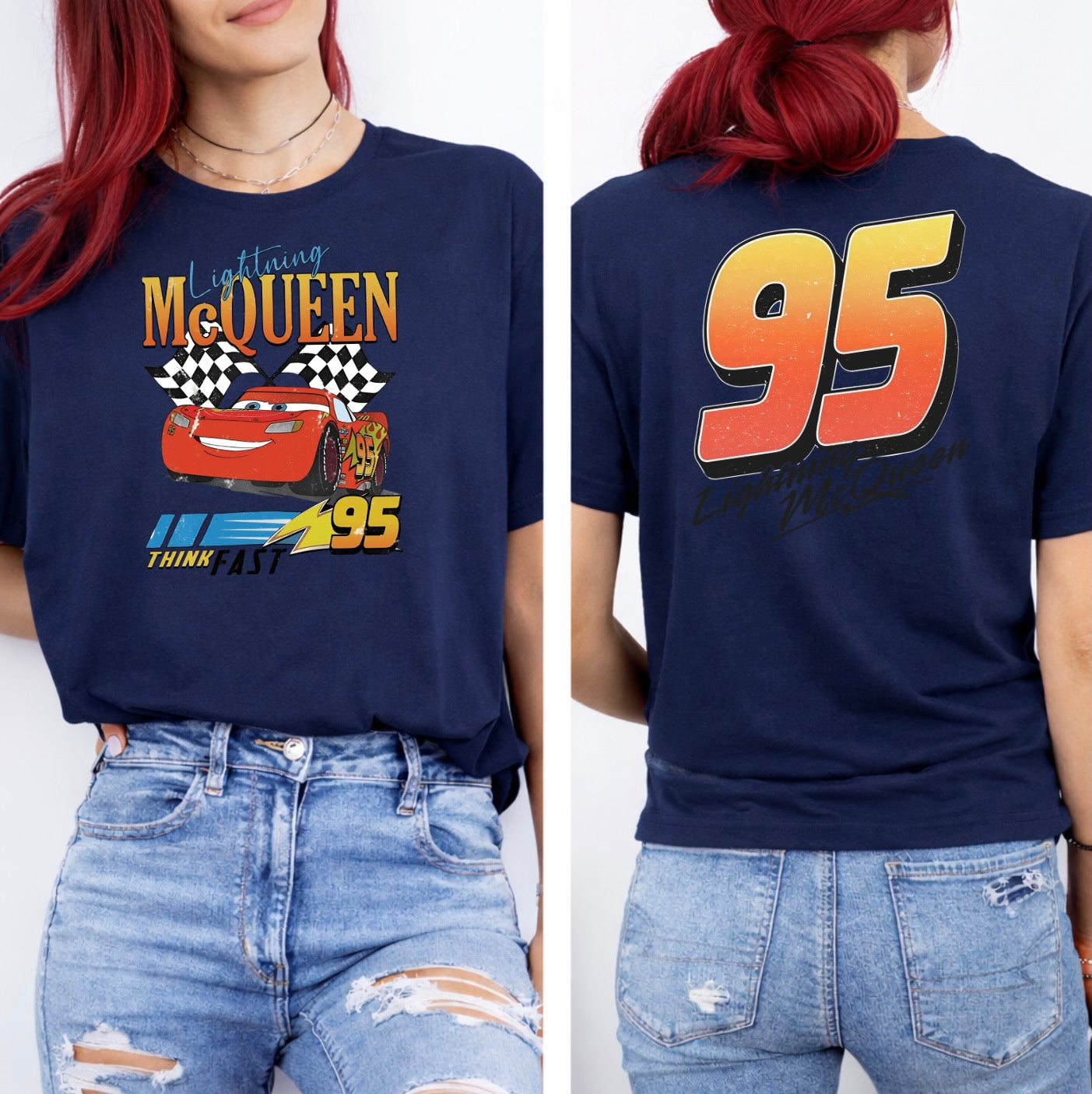Racing Car 95 Front & Back Graphic T-Shirt – Vintage Speed Champion Tee