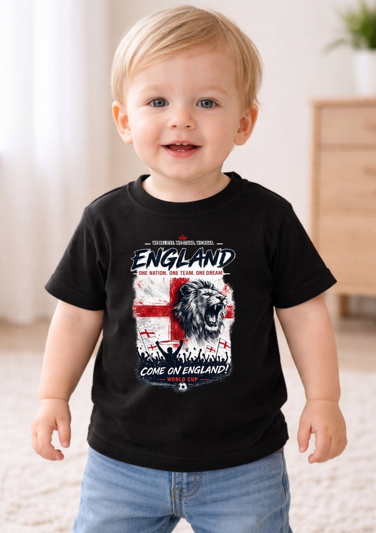 Kids England Football Baby/Toddler T-Shirt Three Lions Youth Tee | England Fan Shirt for Boys & Girls