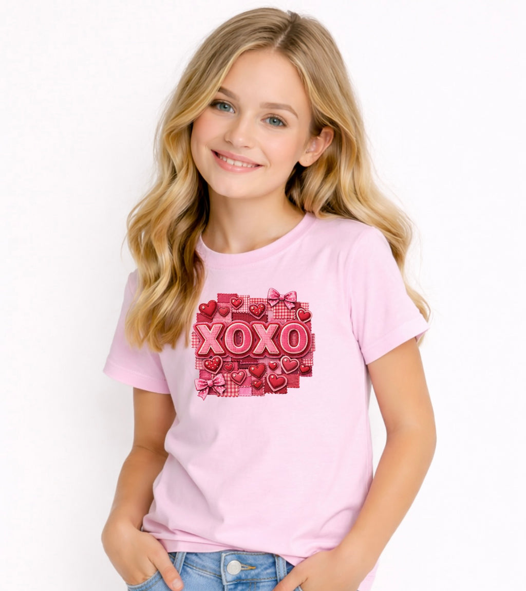 XOXO Kids Graphic T-Shirt – Cute Heart Design Girls Tee, Soft Cotton Youth Top