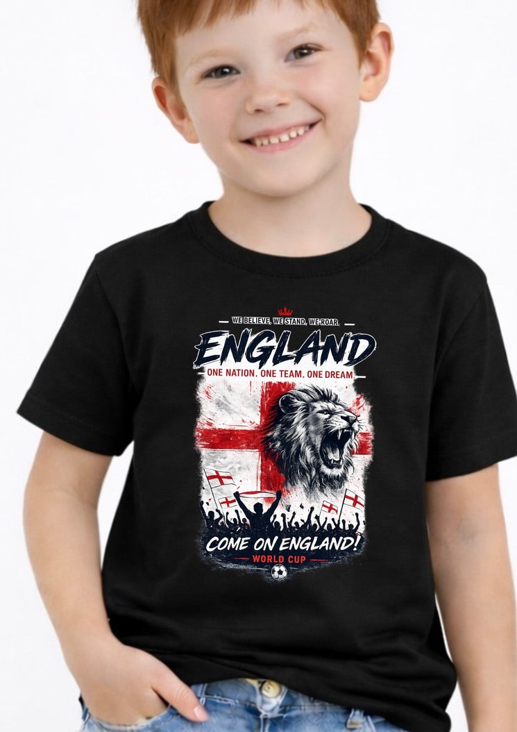 Kids England Football T-Shirt – Three Lions Youth Tee | England Fan Shirt for Boys & Girls
