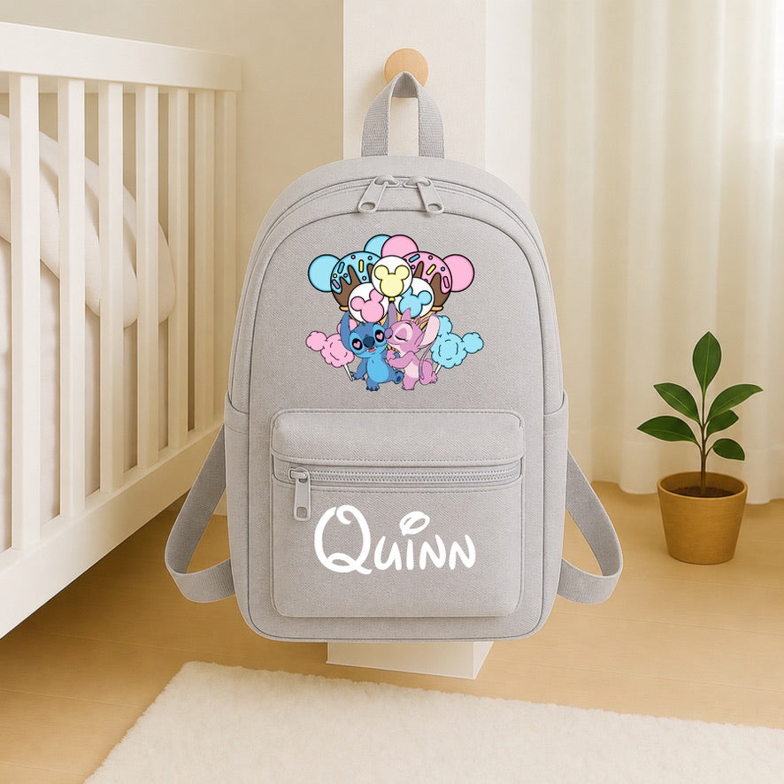 Personalised Disney Stitch & Angel Backpack – Custom Name School Bag | Kids Nursery Backpack | Personalised Children's Rucksack | Travel Bag | Gift for Boys & Girls