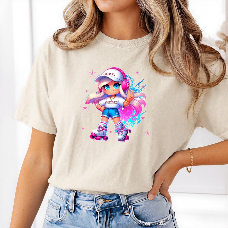 Cute Gamer Girl Graphic T-Shirt – Kawaii Chibi Gaming Tee | Colourful Anime Streetwear Shirt