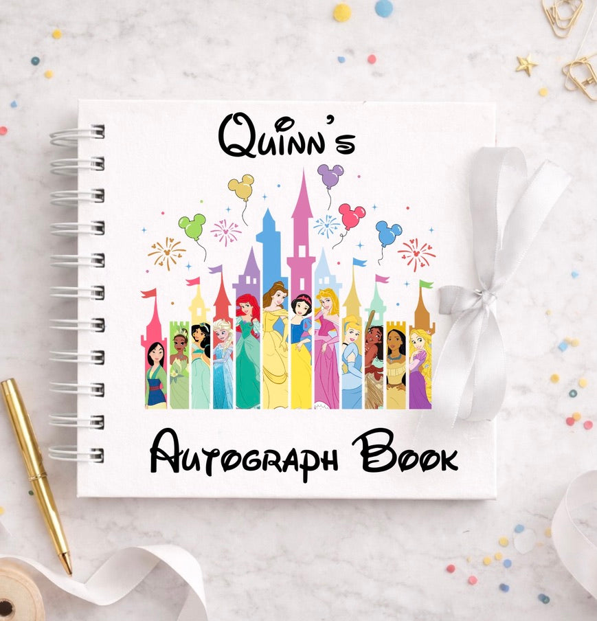 Personalised Princess Castle Disney Autograph Book, Personalised Disney World Trip, Gift For Disney Trip, Disney World Autograph Book