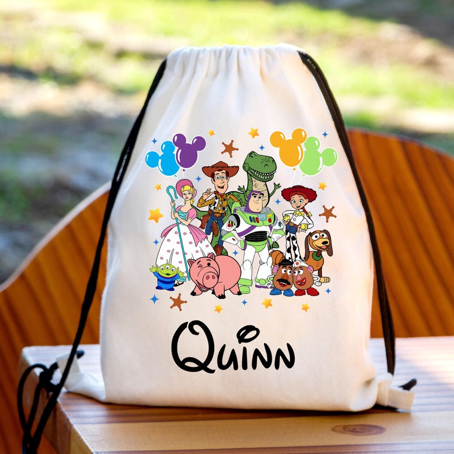 Personalised Toy Story Drawstring Gym Bag | Custom Name PE Bag | Kids School Sports Bag | Nursery Drawstring Bag | Swimming Bag | Gift for Boys & Girls