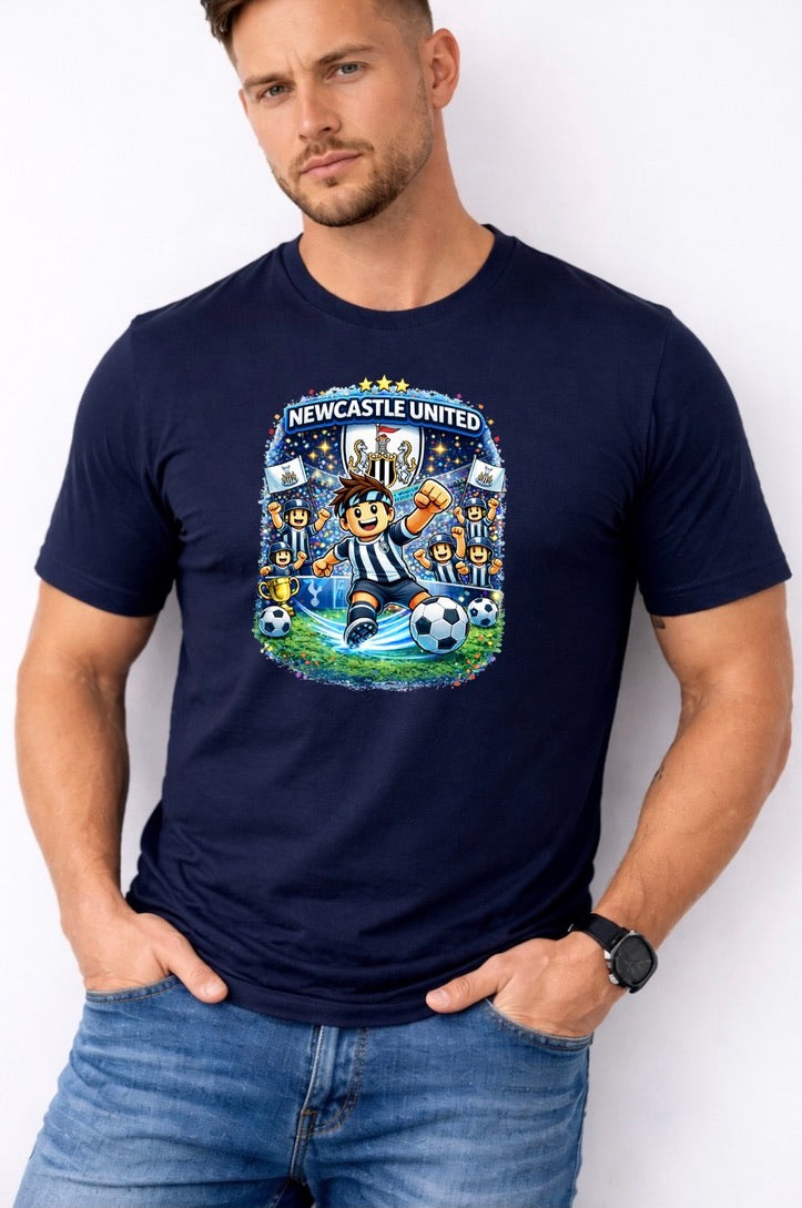 Newcastle United Football Fan Graphic T-Shirt – Cartoon Soccer Supporter Unisex Tee - Match Day Shirt