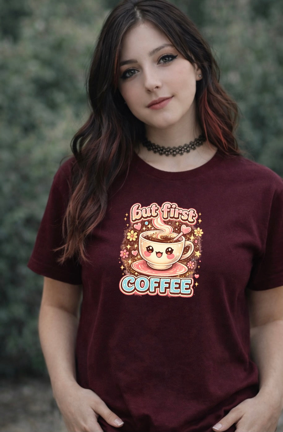 But First Coffee Graphic T-Shirt – Cute Kawaii Coffee Lover Unisex Tee | Funny Café Aesthetic Shirt