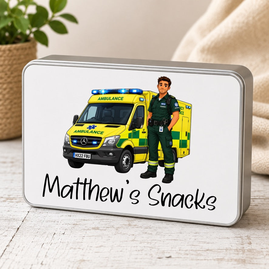 Personalised Paramedic Snack Tin | Custom Paramedic Treat Tin | Ambulance Service Gift | Personalised Biscuit Tin | EMS Snack Box | Gift for Paramedic