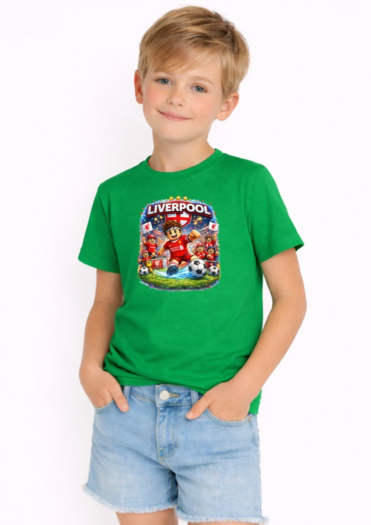 Liverpool Football Kids T-Shirt – Red Soccer Fan Graphic Tee for Boys