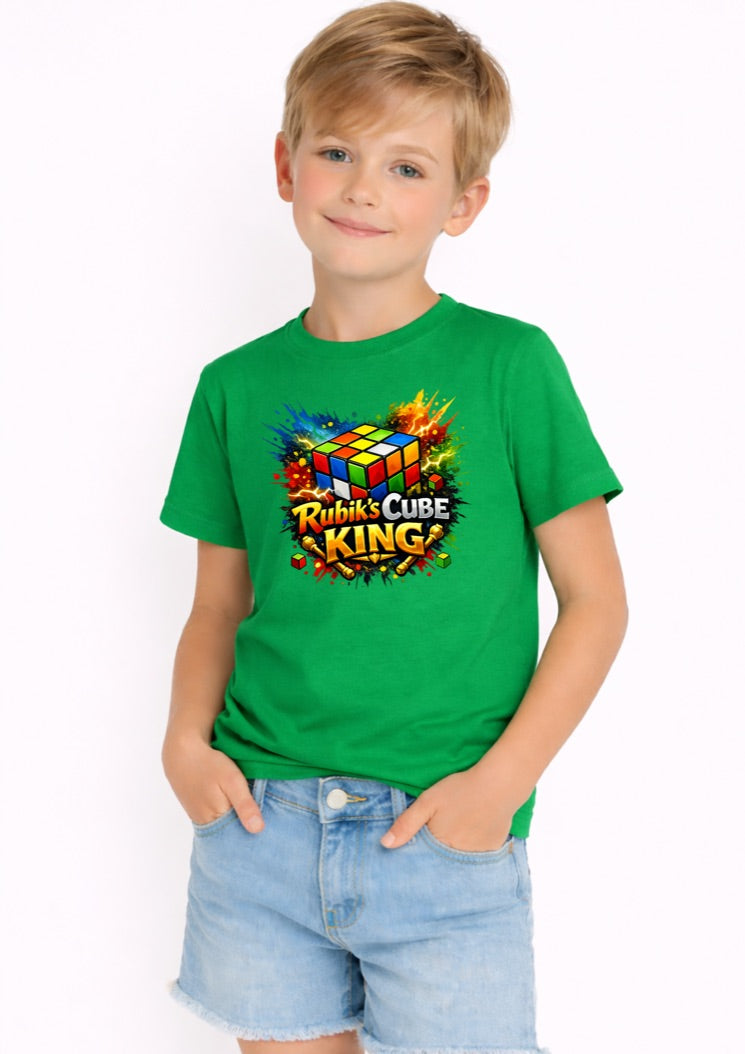 Rubik’s Cube King Kids T-Shirt – Puzzle Lover Graphic Tee