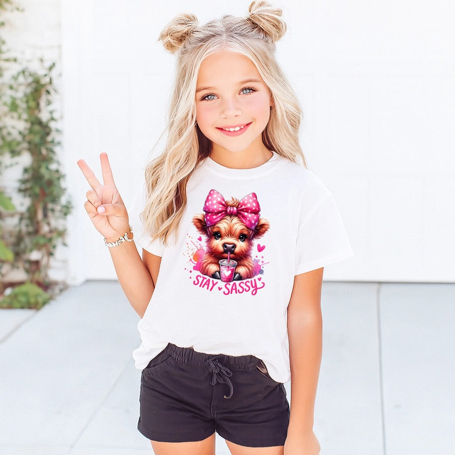 Cute Highland Cow Kids T-Shirt – Adorable Highland Calf Farm Animal Graphic Tee
