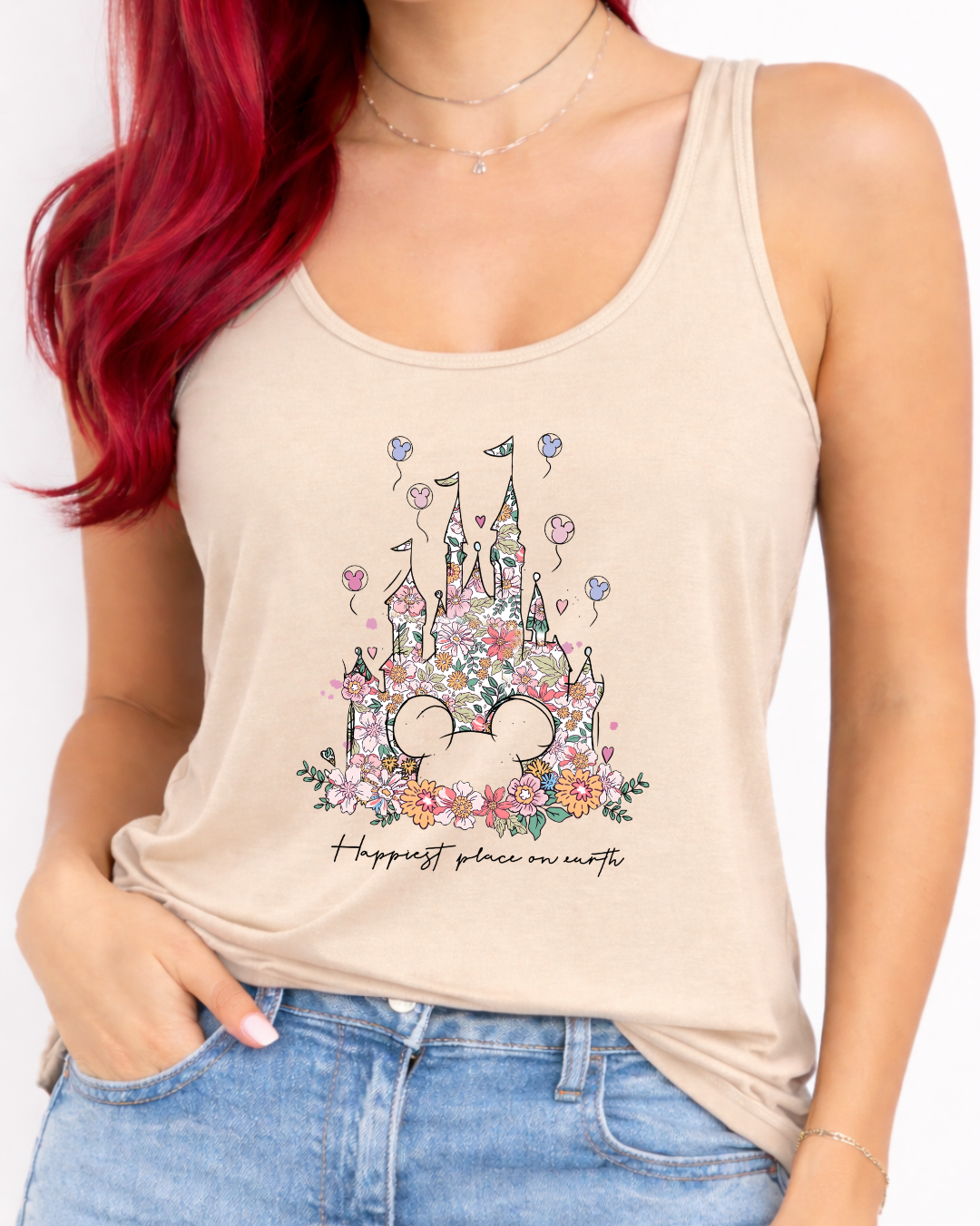 Flower Castle Happiest Place On Earth Disney Vest Top, Disney Tank Top Women, Disney World Outfit, Disney Holiday Shirt, (Copy)