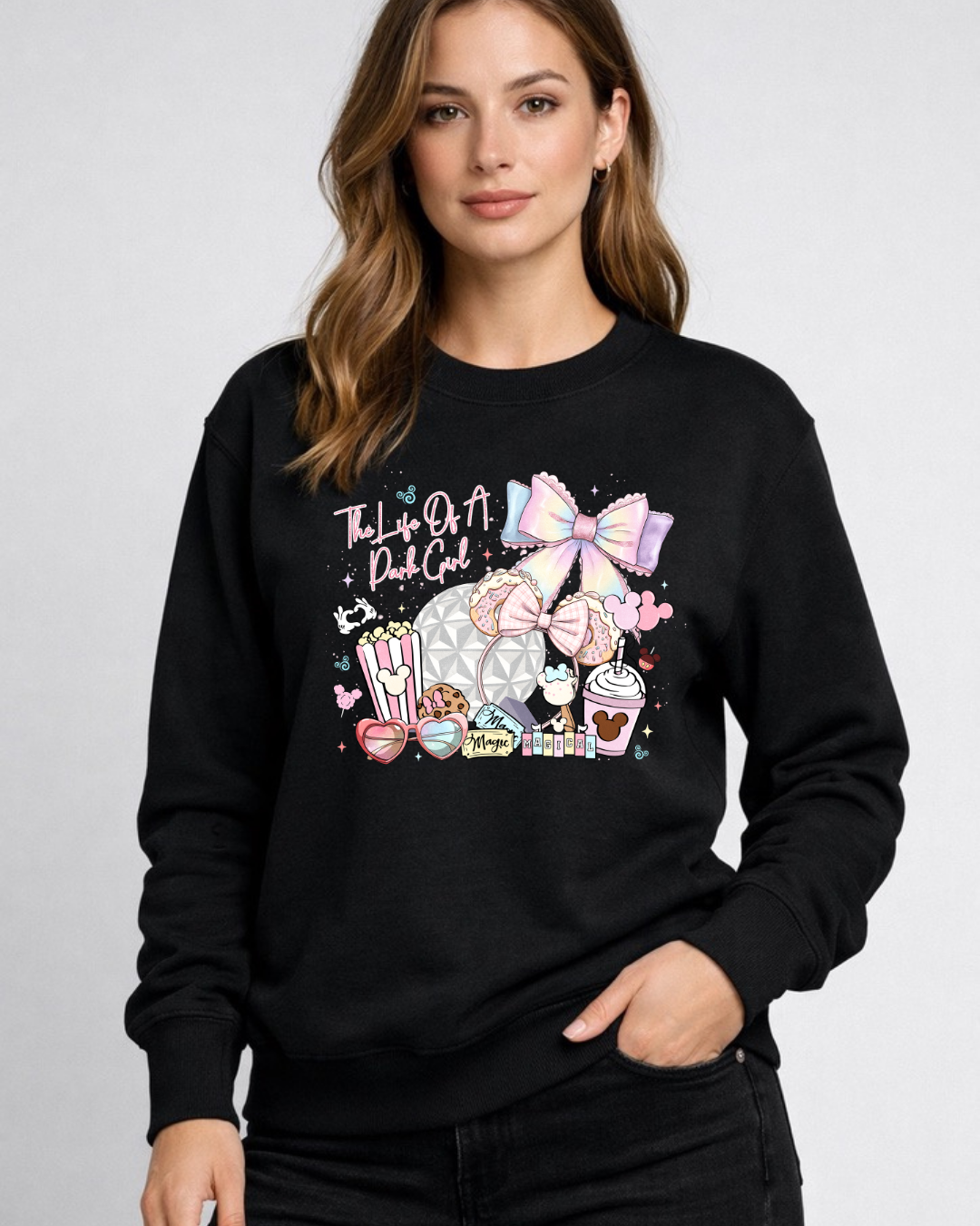 The Life Of A Park Girl Disney Sweatshirt – Cozy Graphic Crewneck, Unisex Disney Style Jumper