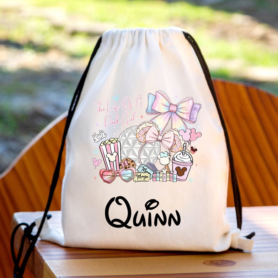 Personalised Life of a park girl Drawstring Gym Bag | Custom Name PE Bag | Kids School Sports Bag | Nursery Drawstring Bag | Swimming Bag | Gift for Boys & Girls