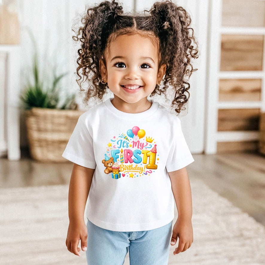 First Birthday Baby T-Shirt | It's My First Birthday Toddler Shirt | 1st Birthday Outfit | Birthday Girl Tee | Cake Smash T-Shirt