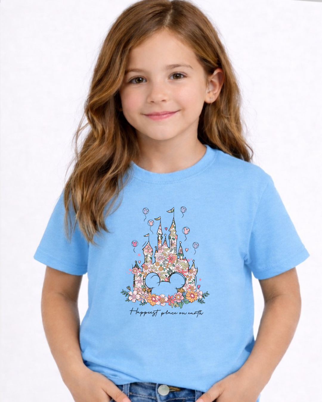 Flower Castle Happiest Place On Earth Disney Kids T-Shirt | Disney Everyday Tee | Disney Outfit