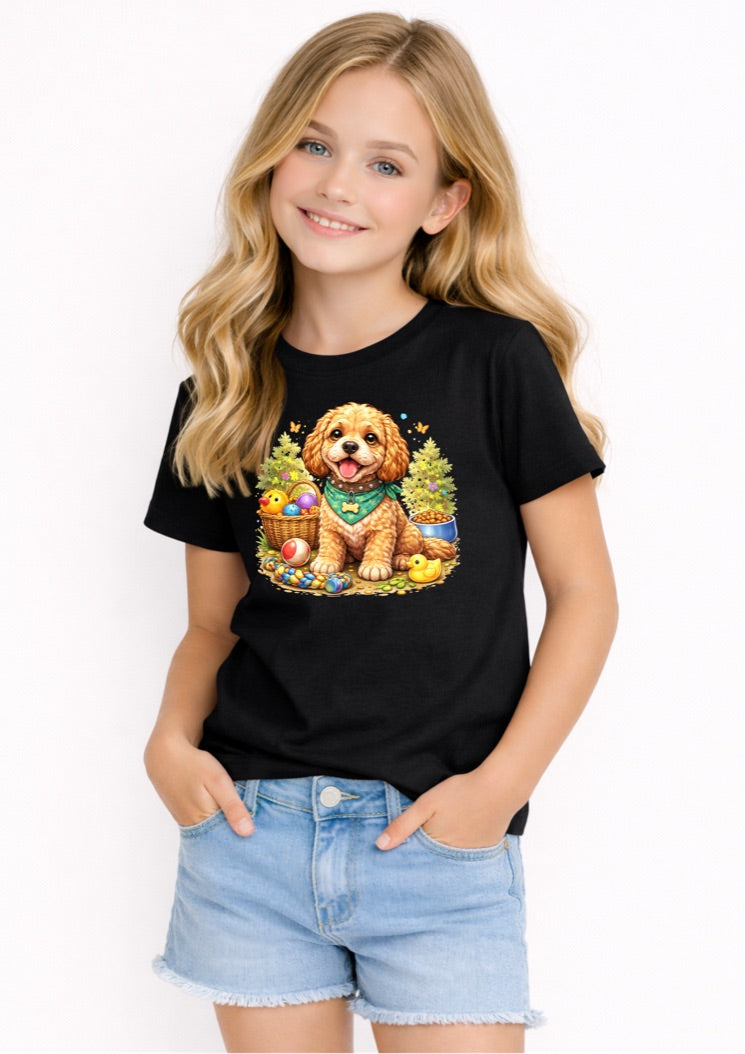 Cute Cockapoo Puppy Kids T-Shirt – Adorable Dog Lover Graphic Tee for Girls
