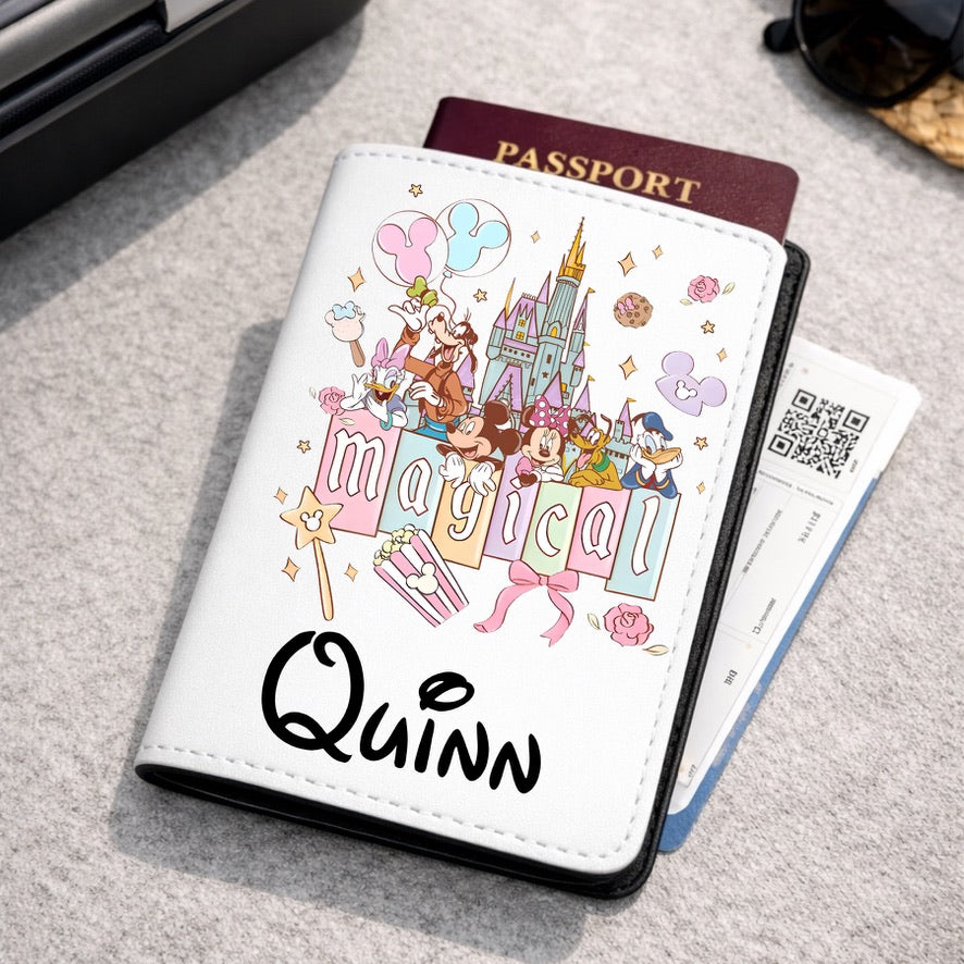 Personalised Magical Castle Disney Passport Cover | Family Holiday Passport Holder | Custom Travel Wallet | Magical Holiday Gift | Personalised Passport Cover