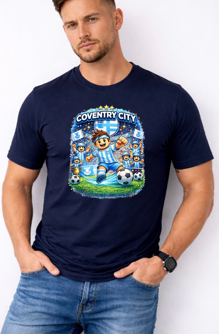 Coventry City Football Fan Graphic T-Shirt – Cartoon Soccer Supporter Unisex Tee - Match Day Shirt