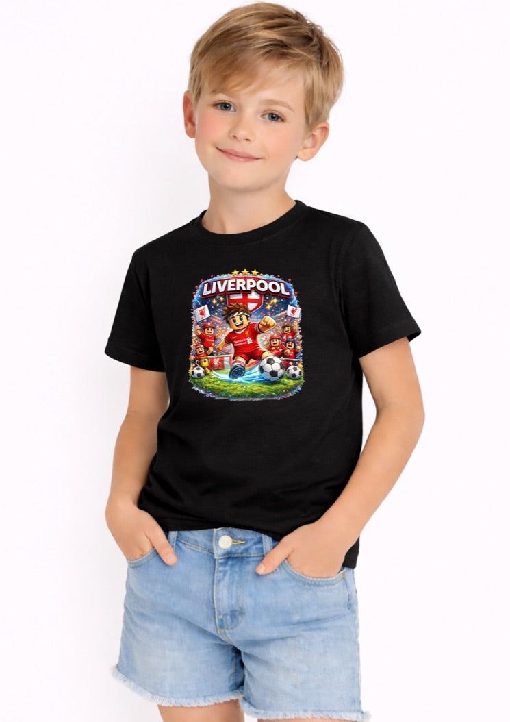Liverpool Football Kids T-Shirt – Red Soccer Fan Graphic Tee for Boys