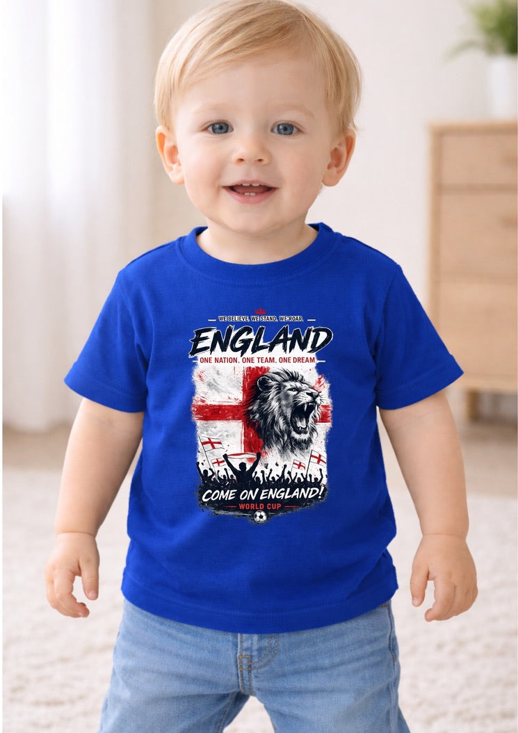 Kids England Football Baby/Toddler T-Shirt Three Lions Youth Tee | England Fan Shirt for Boys & Girls