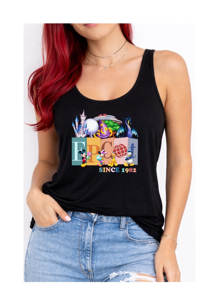 Epcot Disney Vest Top, Disney Tank Top Women, Disney World Outfit, Disney Holiday Shirt, Theme Park Outfit, Cute Disney