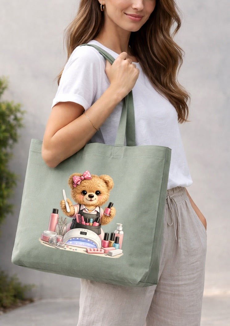 Nail Tech Teddy Bear Tote Bag